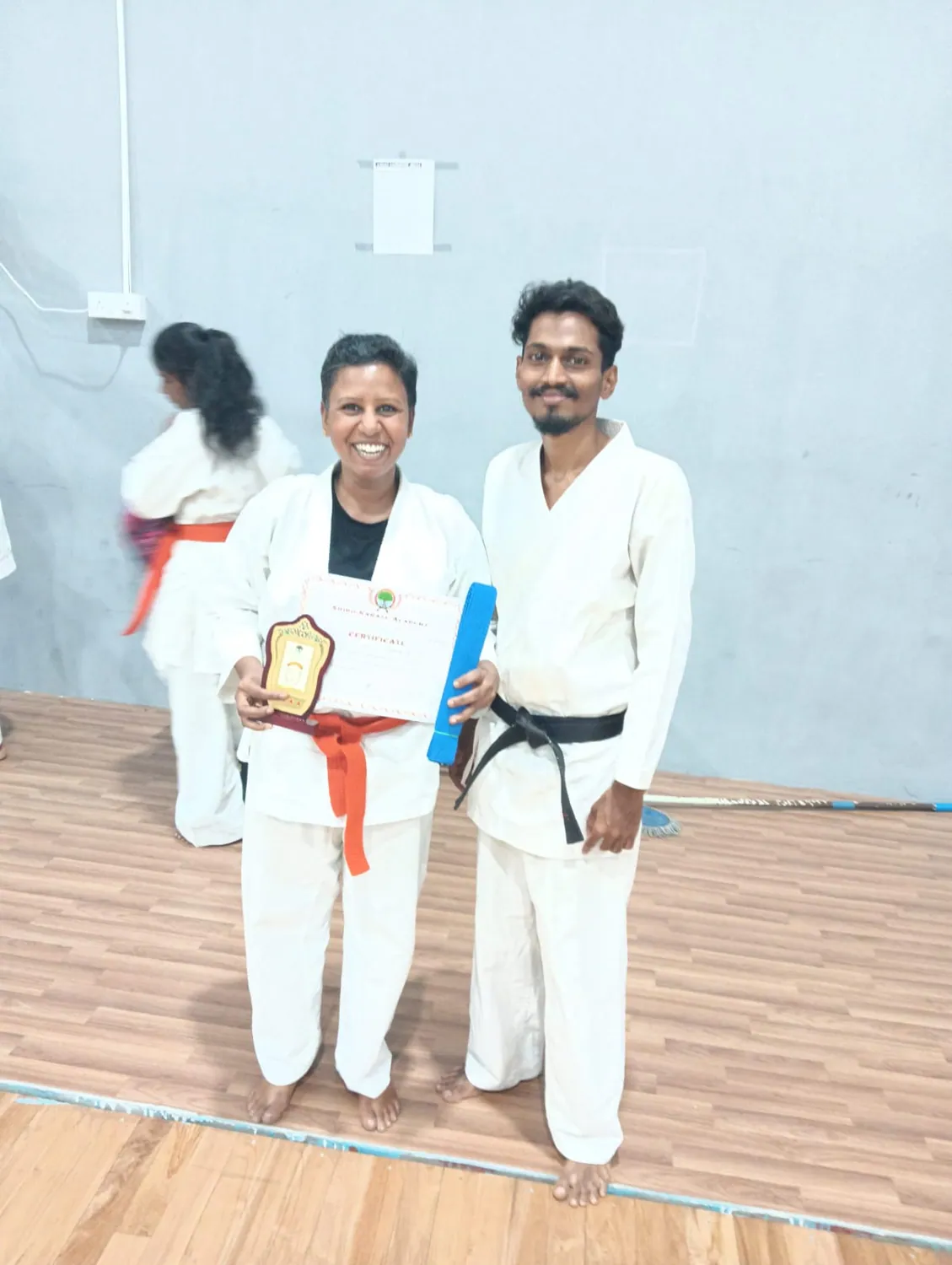 Student and instructor at training